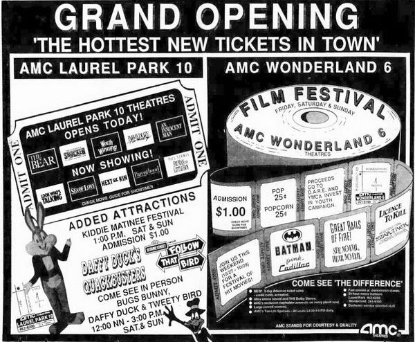 Phoenix Theatres Laurel Park Place - 1989-10-27 Ad